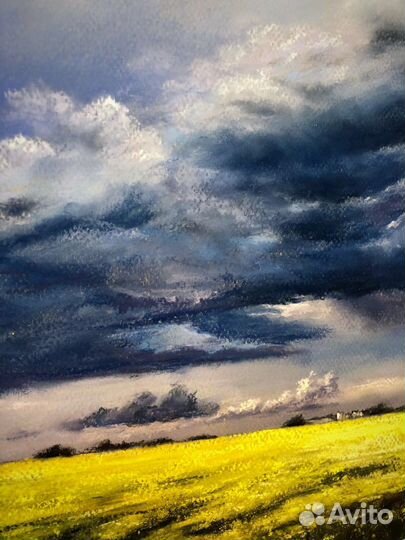 Картина «Поля перед грозой», пастель