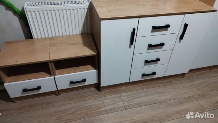 Тумбочка прикроватная эко Дуб Вотан/Белый гладкий