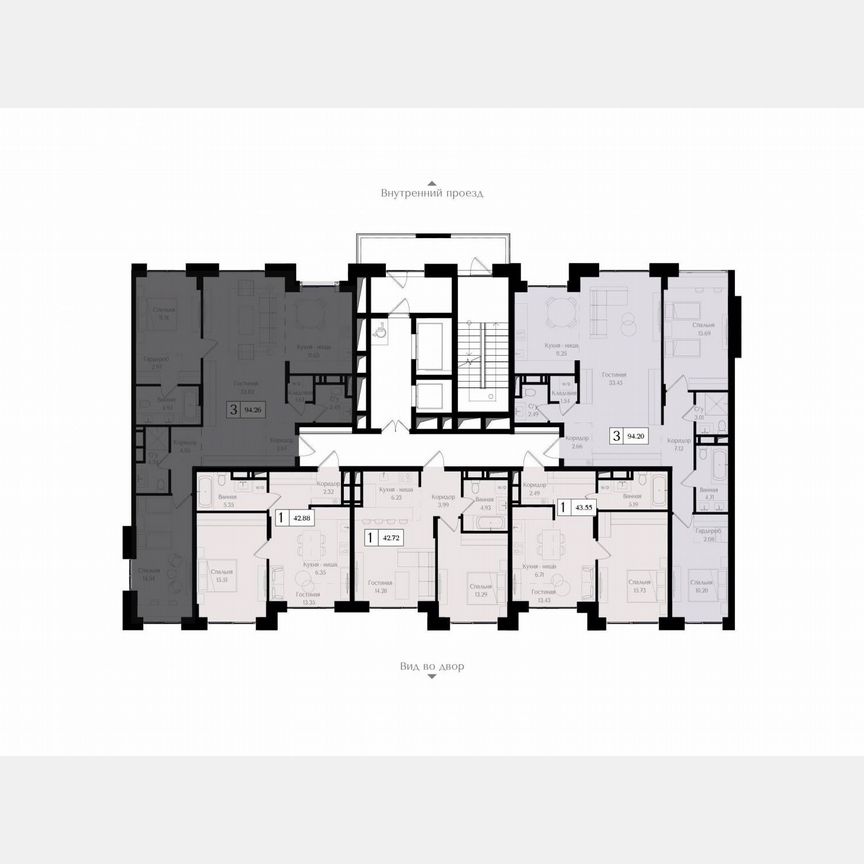 3-к. квартира, 94,3 м², 14/17 эт.