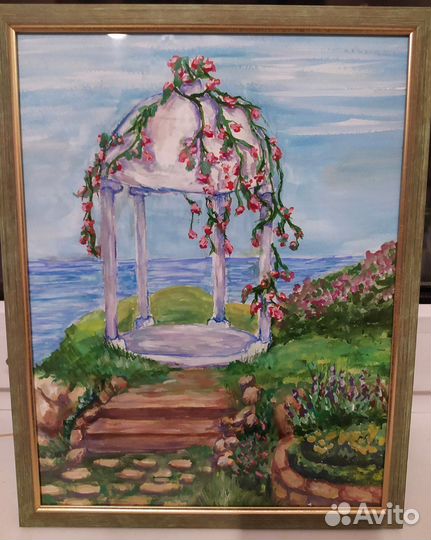 Пейзаж гуашью