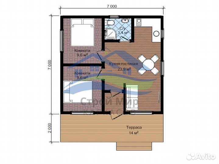 Каркасный дом 9х7м / 63м²