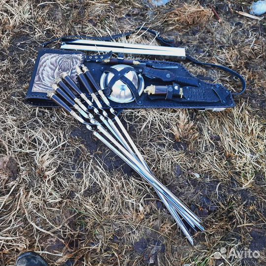 Набор для шашлыка и отдыха с шампурами из граба