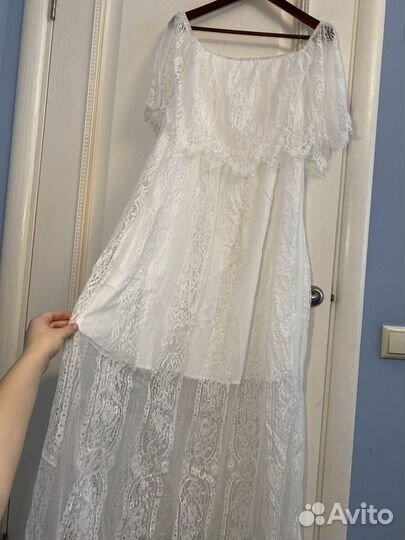 Белое летнее платье / кружевное / +size