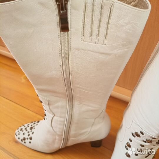 Сапоги натур. кожа женские белые 37