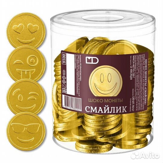 Шоколадные монеты Смайлик 6г Монетный Двор