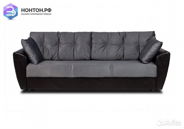 Диван еврокнижка Мадейра Lux серый / черный