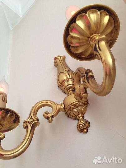 Канделябры бра светильник сусальное матовое золото
