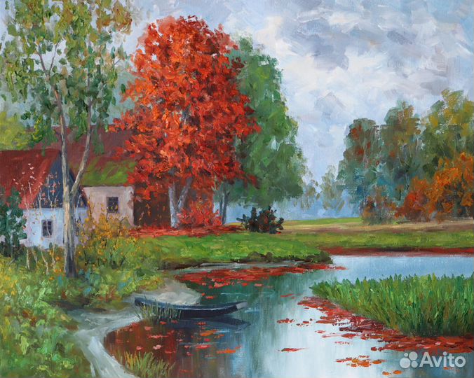 Картина Маслом Деревенский Пейзаж