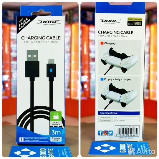 Кабель Type-C для геймпадов PS5, Xbox Series S,X