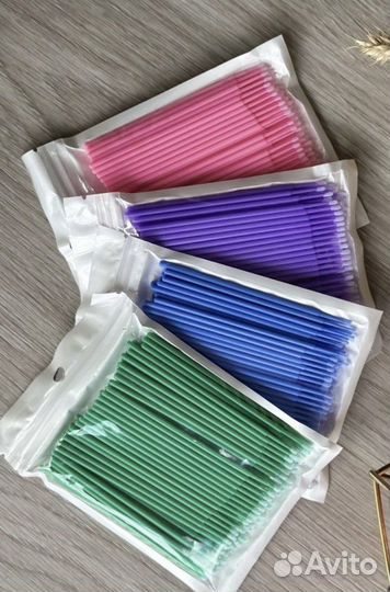 Микробраши для бровей и ресниц, 4 цвета - 400 шт