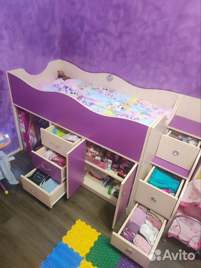 Детская кровать чердак с матрасом