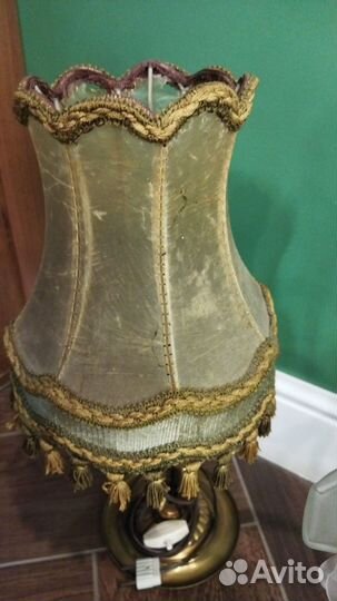 Лампа бронзовая настольная абажур старин до 1917 г