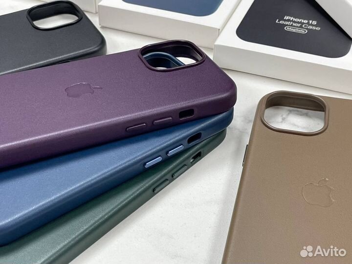 Чехол на iPhone 15 кожаный MagSafe