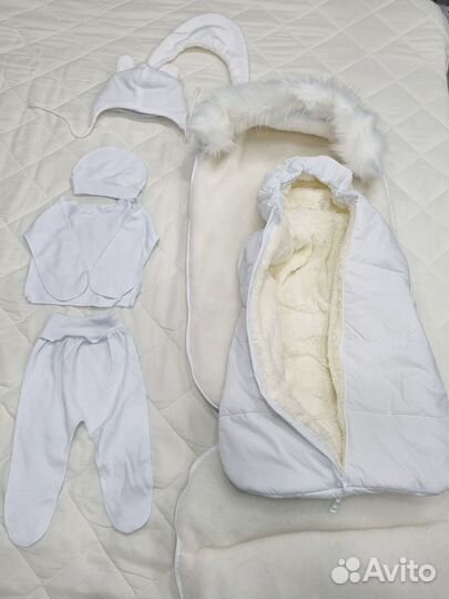 Конверт на выписку зимний с натуральным мехом