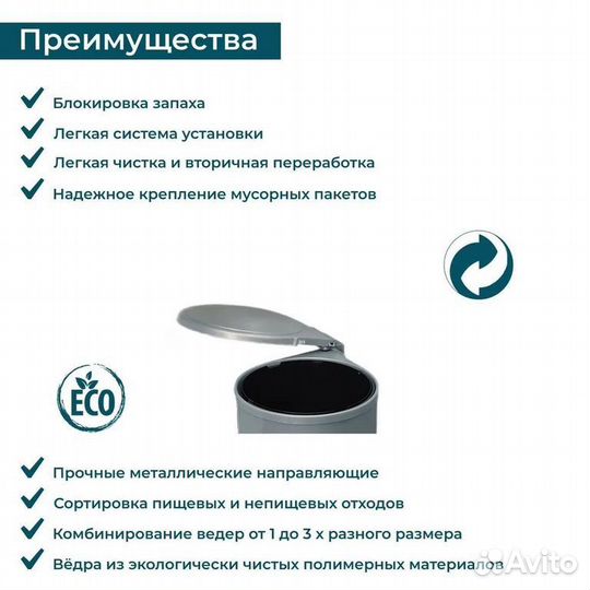 Ведро для мусора albio навесное 13 л