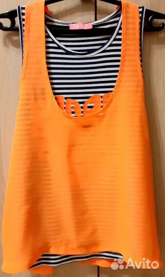 Джинсовые шорты + тельняшка с туникой. р.152