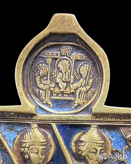 Икона меднолитая Борис и Глеб 19 век эмаь