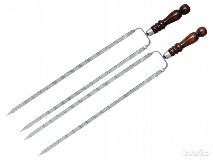 Шампур двойной (вилка) 55 см с деревянной ручкой