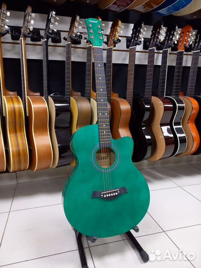 Гитара Акустическая Зеленая Новая