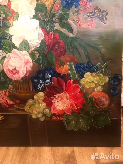 Картина. Натюрморт. Цветы, фрукты