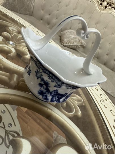 Блюдо и конфетница гжель