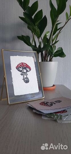 Картина интерьерная, графика, мухомор