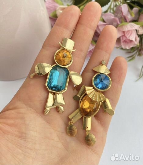 Американские Винтажные броши человечки