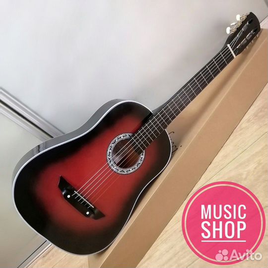 Гитара новая акустическая широкий гриф на болту