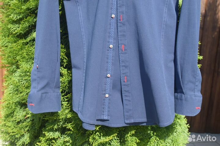 Рубашка темно-синяя длинный рукав Турция