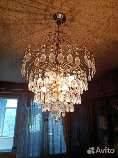 Хрустальная люстра СССР винтажная