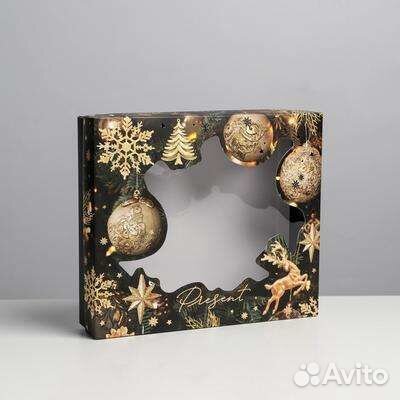 Коробочки с новым годом. Крышка с окошечком