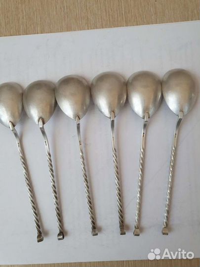 Ложки 6шт. кручёные мельхиор, серебрение набор