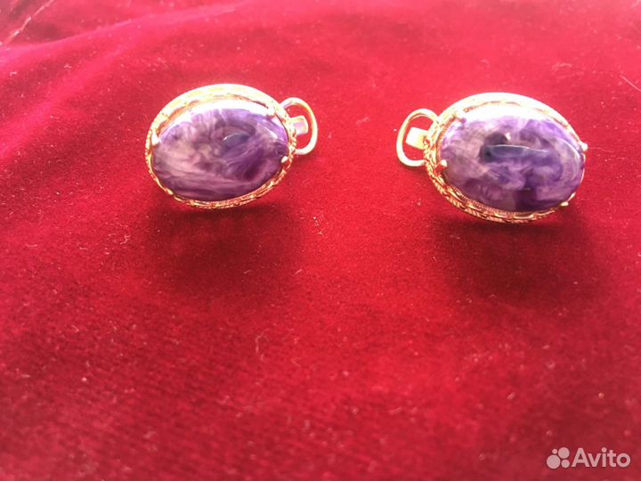 Серебряные серьги с чароитами