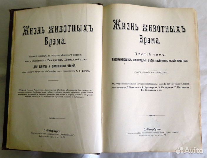 Жизнь животных Брэма. В трех томах. (1903г.) -1909