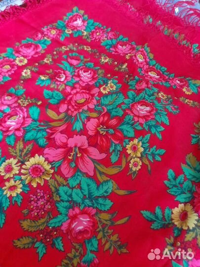 Павловопосадский платок шерсть бу