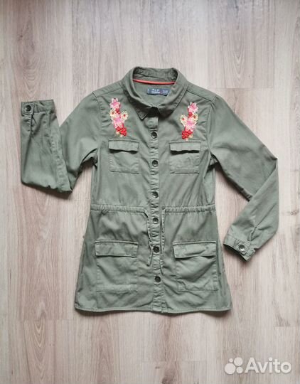 Стильная парка дев хаки с вышивкой Orchestra 12лет