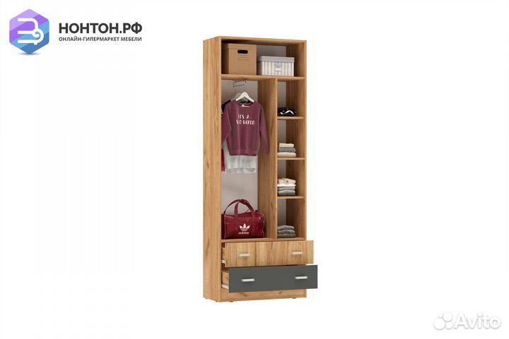 Шкаф Мартина 2-дверный графит / дуб крафт