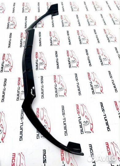 Губа переднего бампера W205 дорест черный глянец