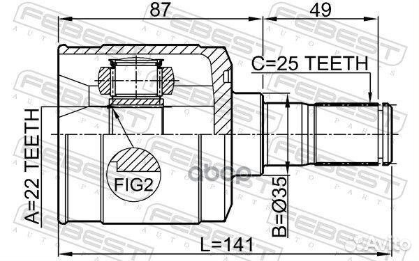 ШРУС внутренний 22x35x25 (hyundai accent/verna