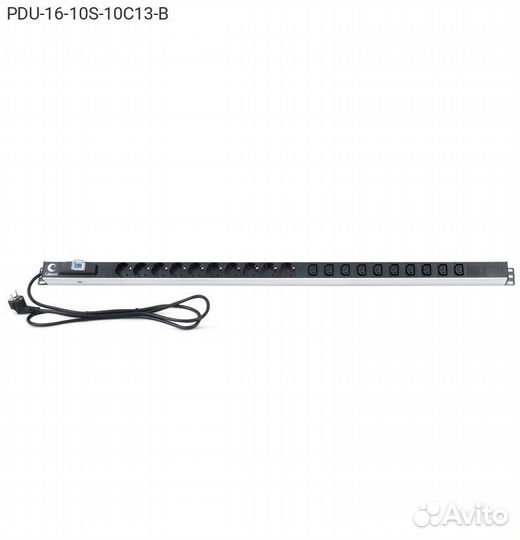 Блок розеток Cabeus PDU, 1U, PDU-16-10S-10C13-B