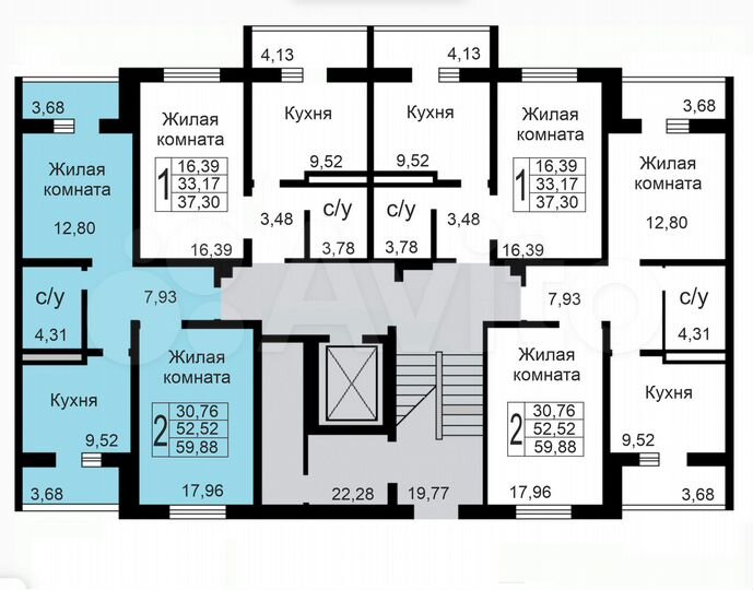 2-к. квартира, 59,9 м², 5/10 эт.