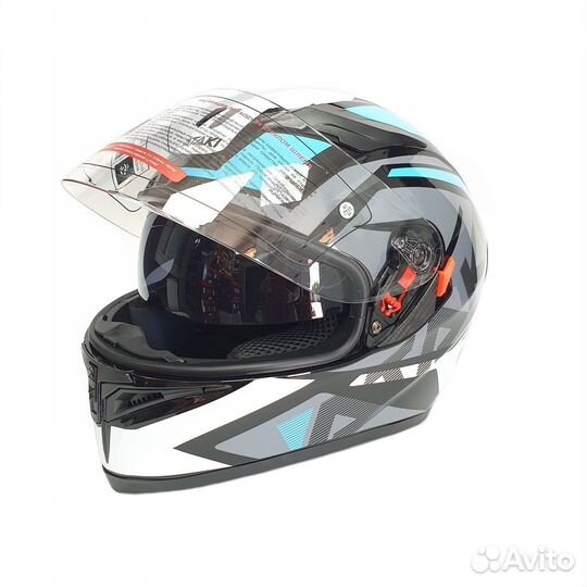 Шлем Ataki JK316 Route серый/голубой глянцевый