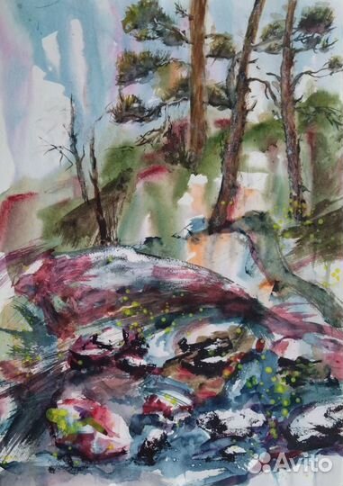 Картина акварельная Пейзаж Карелии