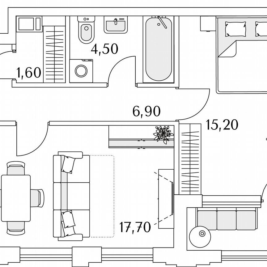 1-к. квартира, 47,8 м², 9/13 эт.