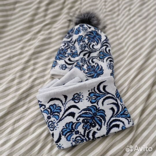 Комплект шапка и шарф женские