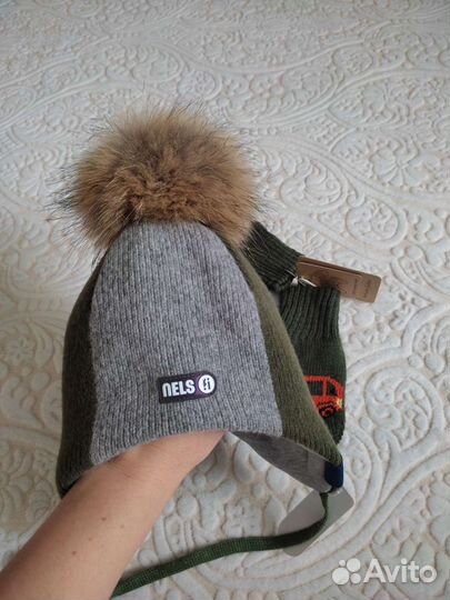 Новое шапка nels на ог 50 +варежки