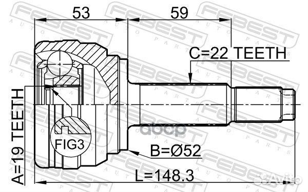 ШРУС наружный 19x52x22 (chevrolet aveo (T200)