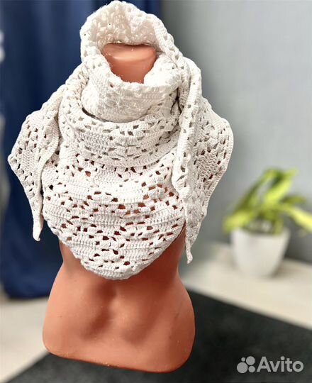 Шаль. Нитка ангора голд. Ручная вязка