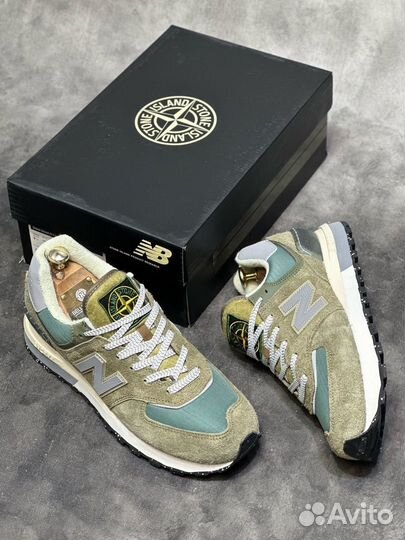 New balance 574 stone island из натурального замша