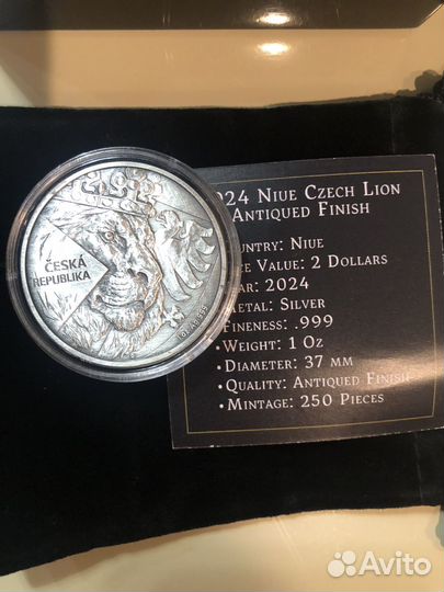 Чешский Лев Антик тираж 250 штук Ниуэ 2024